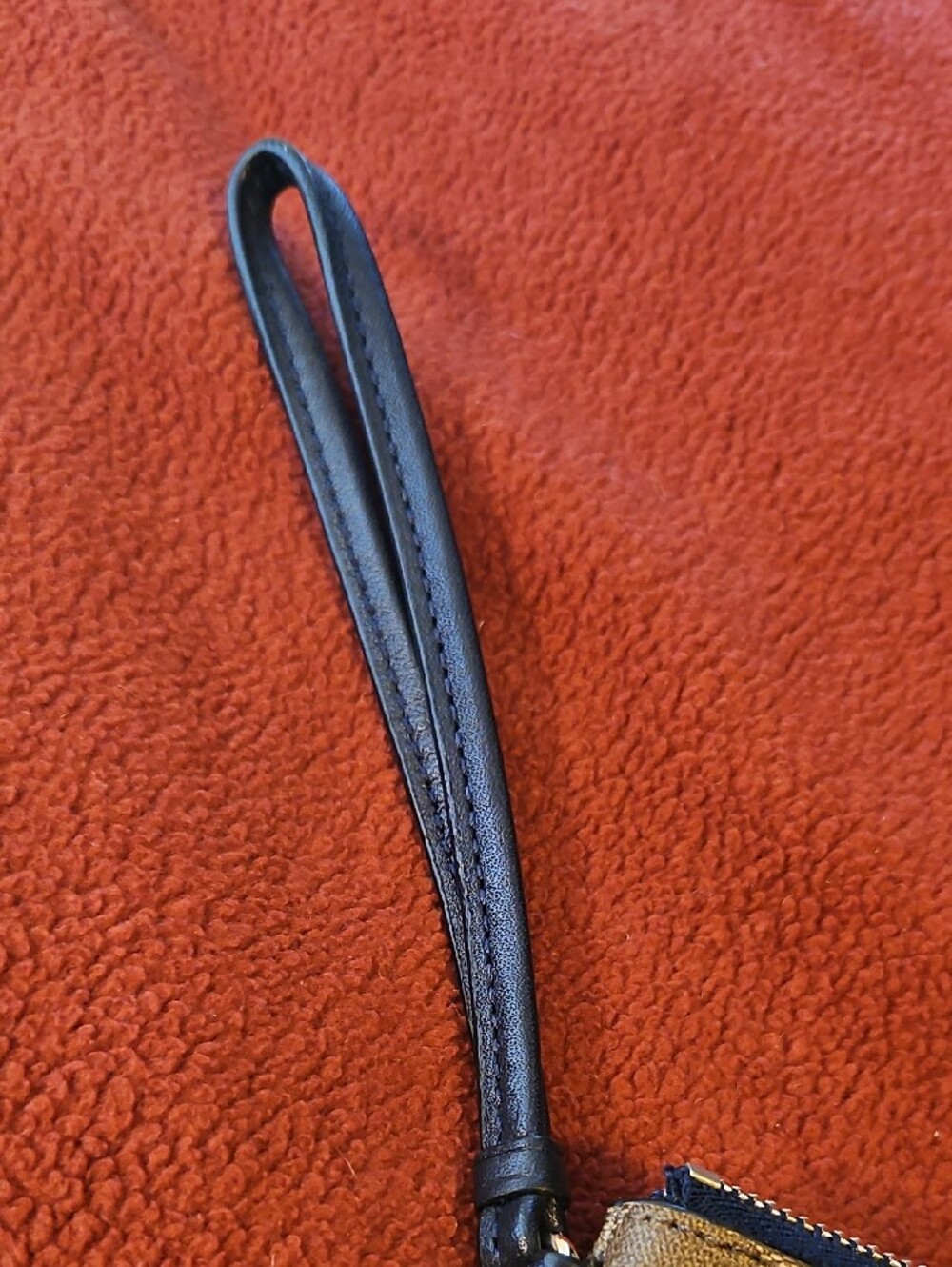 Coach Tan Signature Wristlet with Blue & Teal Green Stripes - Picture 3 of 6